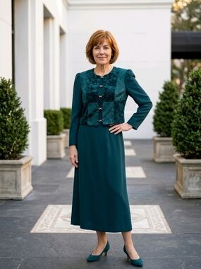 NWT Vintage 80's Miss Dorby Emerald Green Dress sz 12